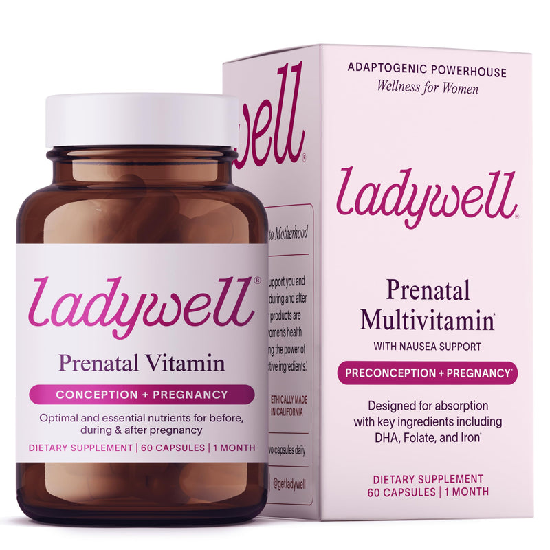 Ladywell Prenatal Multivitamin | Conception, Pregnancy & Postpartum | Key Ingredients Including DHA, Folate & Iron | Expertly-Formulated & Tested | Designed for Absorption with Nausea Support, 60 Ct 60 Count (Pack of 1) - BeesActive Australia