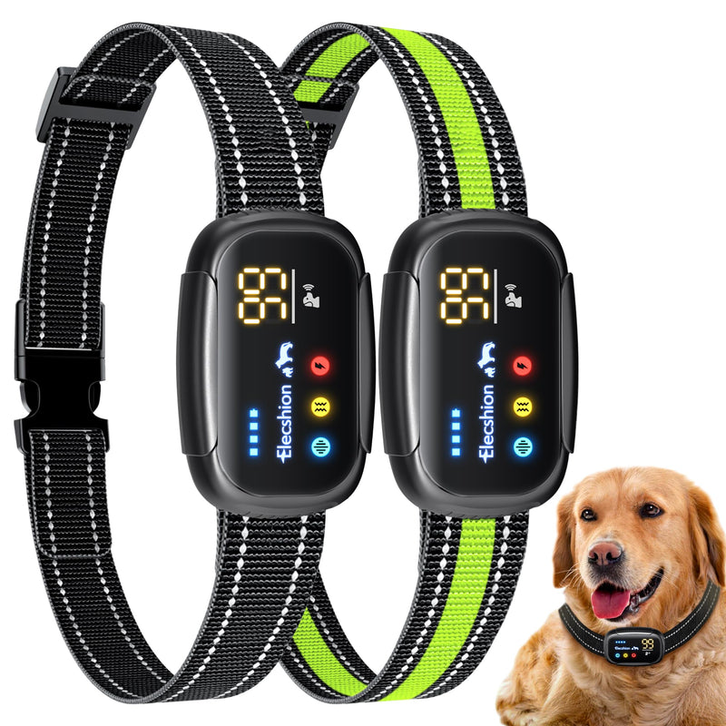 Bark Collar 2 Pack, Update Barking Count Dog Shock Collar for Large Medium Small Dogs 10-150lbs, Rechargeable Anti Barking Training Silencer,5 Adjustable Sensitivity, IP67 Waterproof - BeesActive Australia