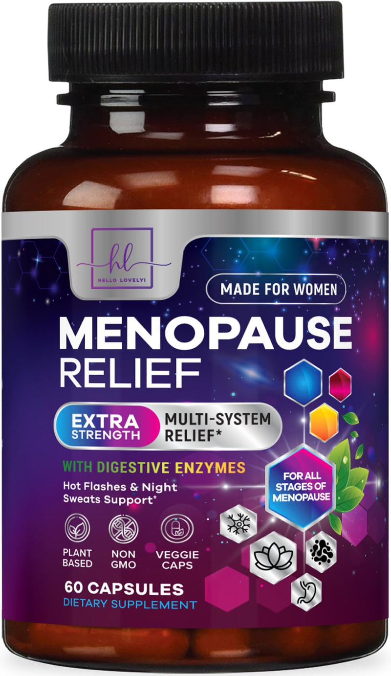 Menopause Supplements for Women - Hot Flash Night Sweats & Menopause Relief Pills - Probiotic Blend 8 Billion CFU Per Serving with Dong Quai & Black Cohosh - Vaginal, Digestive Support - 60 Capsules 60 Count (Pack of 1)