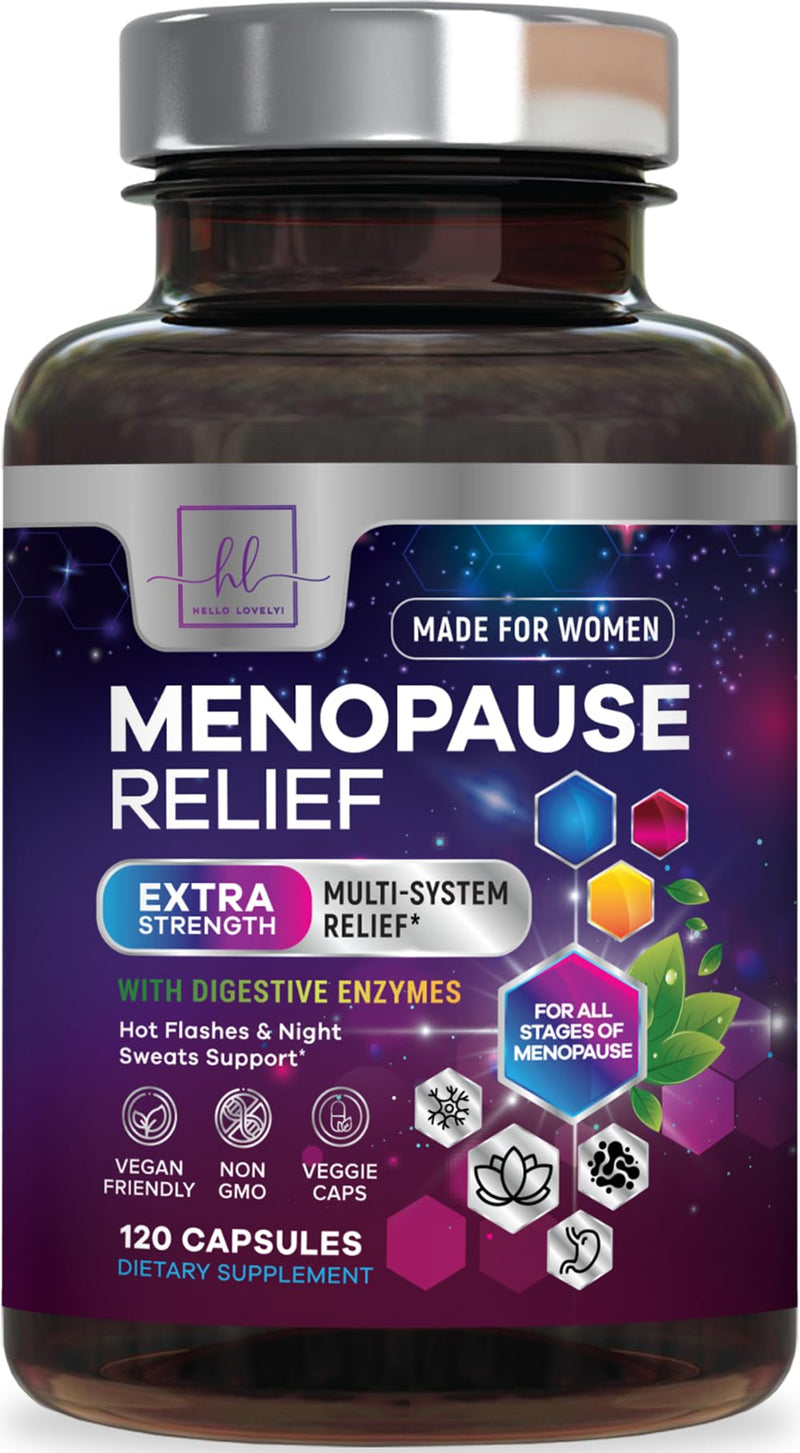 Menopause Supplements for Women - Hot Flash Night Sweats & Menopause Relief Pills - Probiotic Blend 8 Billion CFU Per Serving with Dong Quai & Black Cohosh - Vaginal, Digestive Support - 120 Capsules 120 Count (Pack of 1)