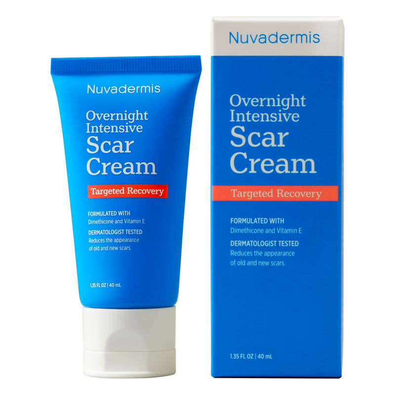 NUVADERMIS Overnight Intensive Scar Cream with Retinol, Allantoin, Vitamin E, Betaine – 1.35 Fl Oz PM Scar Cream Treatment for C-Sections, Keloids & Post-Surgery Care 1.35 Fl Oz (Pack of 1)