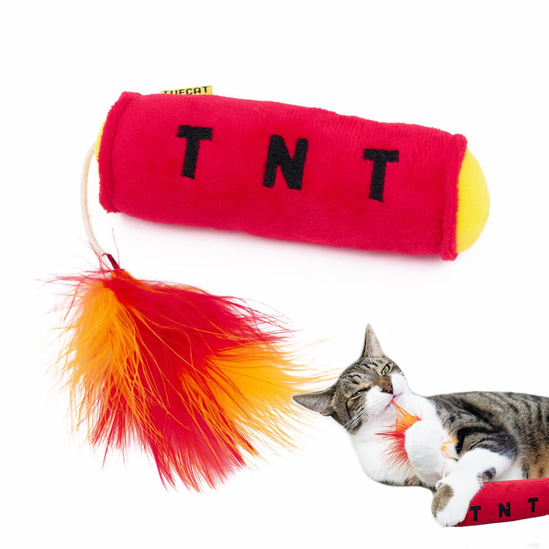 Cat Toys TNT, Cat Toys for Indoor Cats, Kitten Toys, Catnip Toys for Cats of All Breeds with Dangle Feathers and Jingle Sound - Kicking, Biting, Chewing 1-Pack - BeesActive Australia