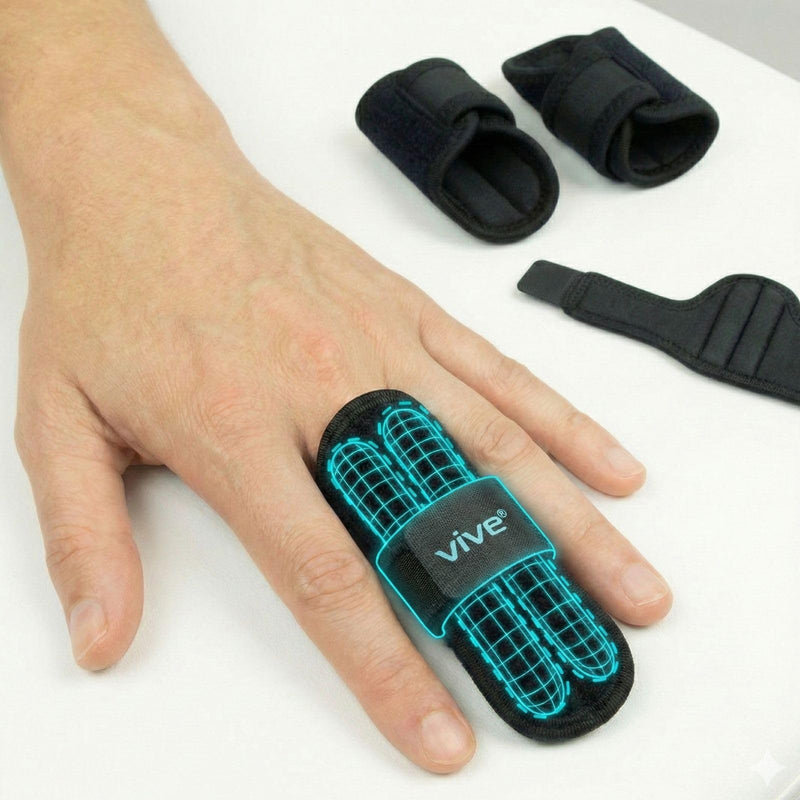 Vive Buddy Tape Finger Splint (2 PCS) - Buddy Tape Alternative Brace for Broken & Sprained Fingers - Support Guard Wrap for Knuckles, Middle, Index, Ring, Pinky, Joint Pain - Sleeve for Injury - BeesActive Australia