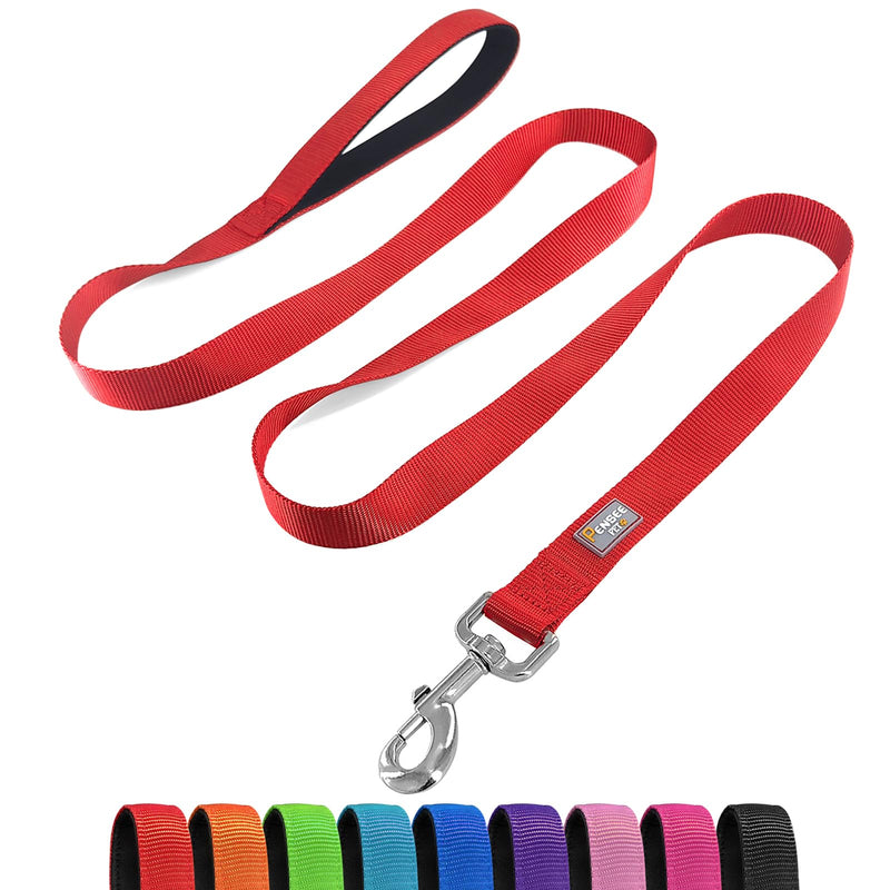 Basic Dog Leashes 6 FT Padded Handle Nylon Dogs Leashes for Large Dogs Red Large : 1" x 6 FT - BeesActive Australia