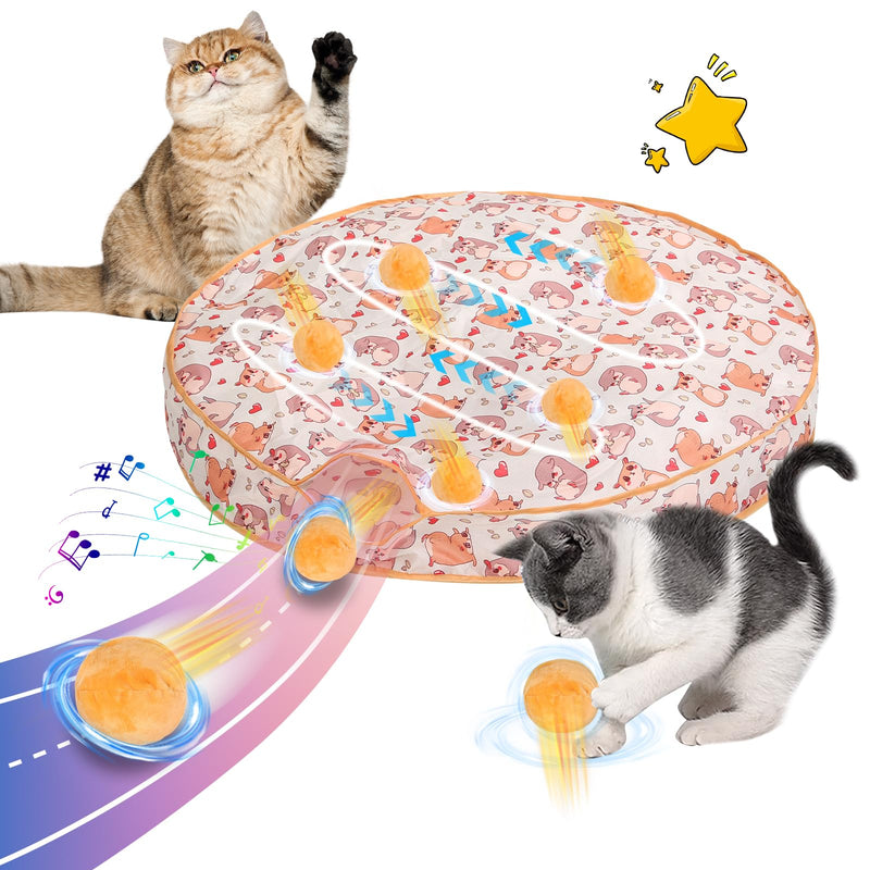 Interactive Cat Toys Ball, Fast Moving in Pouch, Motion Activated Moving Ball Hide and Seek Game, Music, Recording Cat Toy Jumping Ball for Indoor Cat Chase Exercise, 28 Inch Play Mat - BeesActive Australia
