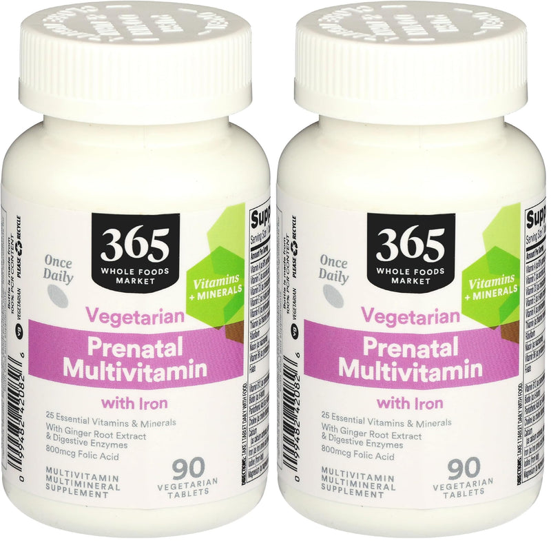 365 by Whole Foods Market, Multi Prenatal One Daily, 90 Tablets (Pack of 2) Unflavored 90 Count (Pack of 2)