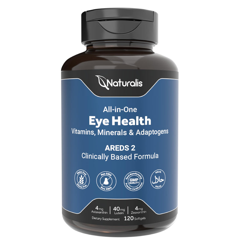 Naturalis Areds2 120 Softgels | Clinically Based Eye Supplement | Lutein, Zeaxanthin, Astaxanthin, Bilberry, Blueberry, Cranberry & Grape Seed Adaptogen Blend 120 Count (Pack of 1)