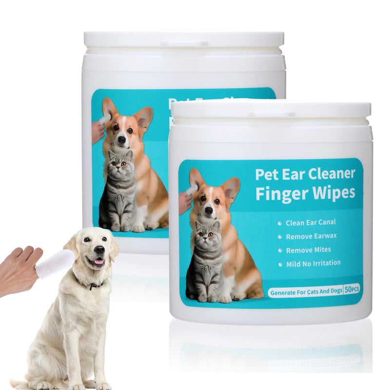 100 Pcs Dog Ear Wipes Finger, Dog Ear Cleaning Wipes Pet Ear Cleaner for Cats, Cat Ear Infection Treatment for Dogs Puppy Ear Wipes Cat Ear Cleaner Dog Itchy Ear Relief Ear Finger Wipes for Dogs - BeesActive Australia
