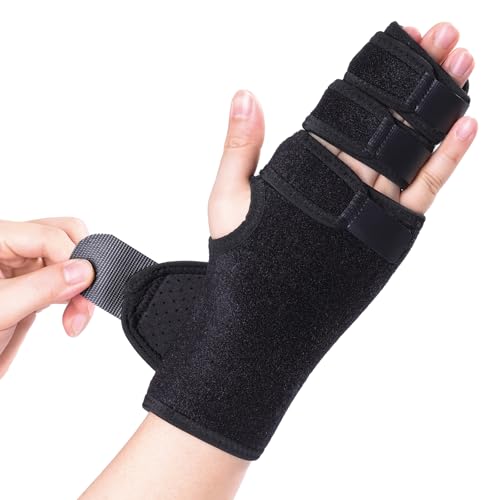 lefeke Trigger Finger Splint, 3 Fingers Brace for Index, Middle, Ring or Little Finger, Adjustable Hand Splint for Broken Fingers, Finger straightener for Arthritis Contractures(Right) Right
