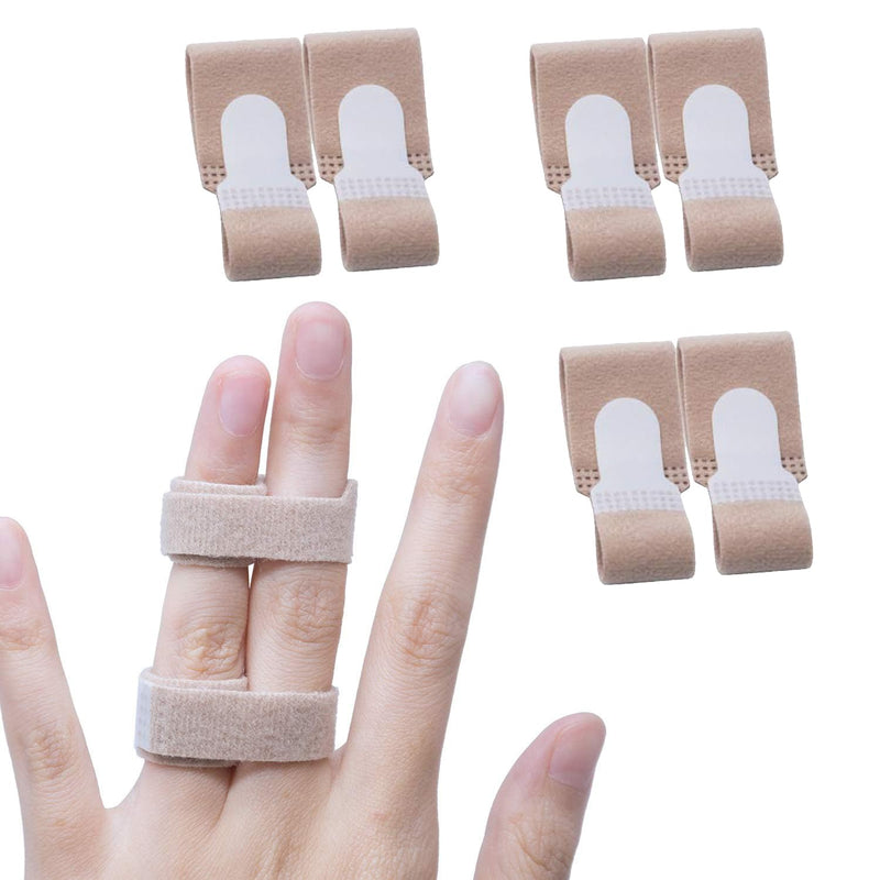 Finger Buddy Wraps, 6 PCS Finger Loops Tapes for Broken, Jammed, Swollen Finger or Dislocated Joint, Splints Brace for Pinky Ring Middle Index Trigger Finger, Toe Strap Bandage Beige 6 Count (Pack of 1)