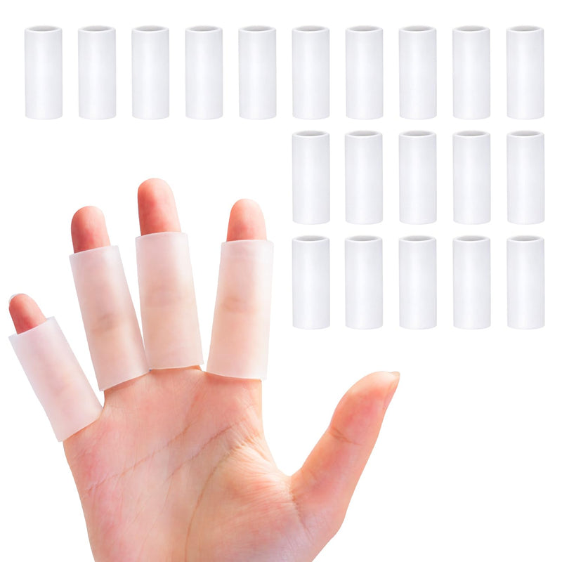 Sumifun Finger Sleeves, 20PCS Gel Thumb Finger Tubes for Arthritis, Trigger Finger Pain, Silicone Fingers Protector for Golf, Basketball, Golf, Rugby, Cracked Finger Clear