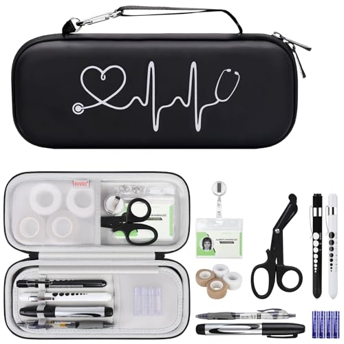 BOVKE Stethoscope Case Nurse Tool Sets Contains Stethoscope Case, Black PU Leather_Black