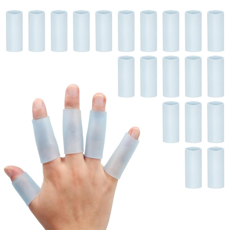 Sumifun Gel Finger Protector, 20 Pcs Silicone Finger Sleeves for Corns, Fingernails Loss, Friction Pain Relief, Blue Blue(20pcs)
