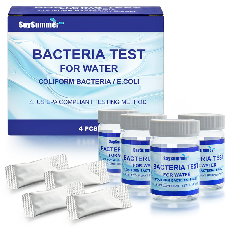 Drinking Water Bacteria Test Kit: 4 Tests Detecting Coliform E coli Bacteria - at Home Well Water Testing Kits for Drinking Water Pool Hot Tub Aquarium and More