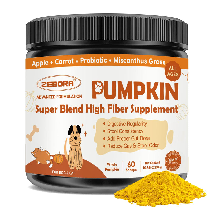 Pumpkin for Dogs - Natural Fiber for Dogs and Cats, with Apple, Dog Probiotics for Digestive Health, Support Firm Stool, Diarrhea, Constipation, Add Water to Make Pumpkin Puree for Dogs, 10.58 oz 60 Scoops - PawsPlanet Australia