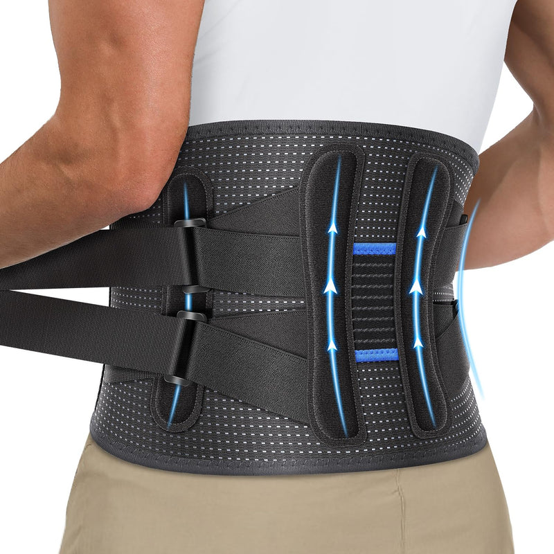 Fit Geno Back Brace for Lower Back Pain Relief - Lumbar Support for Men & Women, Supportive Breathable and Adjustable Weight Lifting Belt for Herniated Discs, Heavy Lifting - L/XL - BeesActive Australia