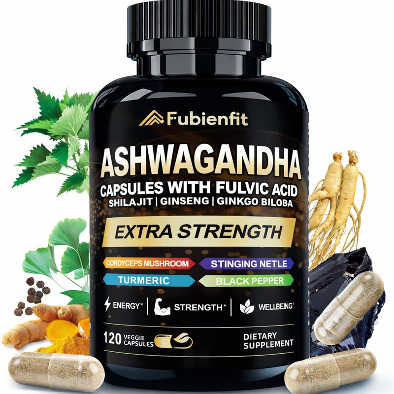 Ashwagandha Supplements,Premium Himalayan Shilajit Capsules for Men,120Ct | Capsule Formula with Ginseng & Fulvic Acid 120 Count (Pack of 1) Ashwagandha