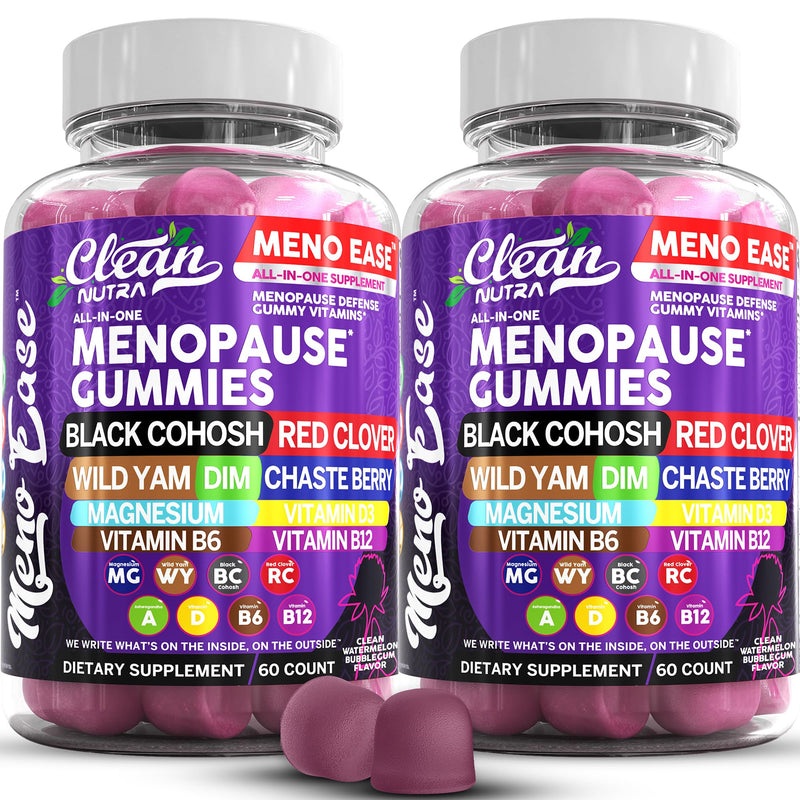 Menopause Supplement For Women Gummies with Black Cohosh, Wild Yam Magnesium, Red Clover For Menopause Relief Hormone Balance Night Sweats Mood Plus Bergamot, Vitamin D3, Vitamin B12, Vitamin B6 Clean 2