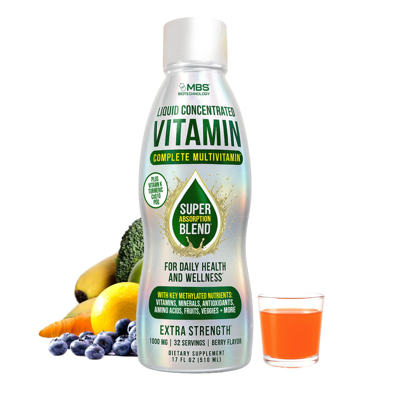 Liquid Multivitamin for Adults – Complete High-Absorption Daily Vitamin with Superfoods, CoQ10, B-Complex, Turmeric & PQQ – Immune & Energy Support – Berry Flavor, 17 oz