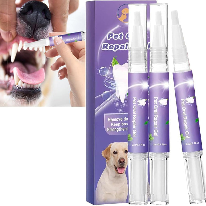 【3pcs】 Pet Oral Repair Gel, Pet Oral Repair Gel for Dogs,Pet Breath Freshener for Dogs & Cats, Eliminate Breath, Targets Tar-Tar, Without Brushing， for Dogs & Cats, Pet Teeth Repairing - BeesActive Australia