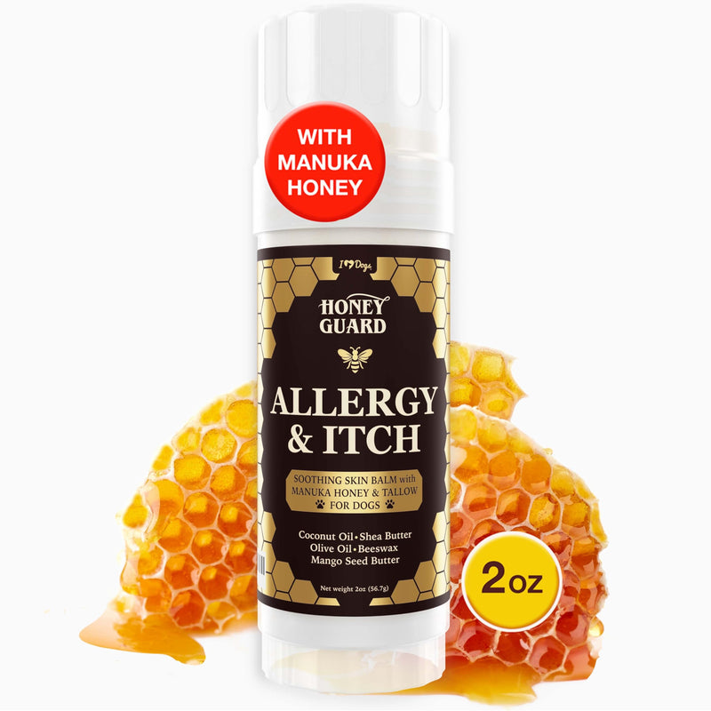 iHeartDogs Honey Guard Allergy & Itch Relief Dog Healing Balm for Paw, Nose & Skin - Hot Spot & Dry Skin Soother with Manuka Honey, Tallow, Shea Butter & Mango Seed Oil - 2oz - PawsPlanet Australia