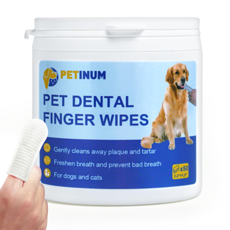 Pet Dental Care Finger Wipes, Reduces Plaque & Freshens Breath, Lick Safe Teeth Cleaning Finger Wipes, Dogs & Cats Toothbrushing Supply, Unscented, 50 Count - BeesActive Australia