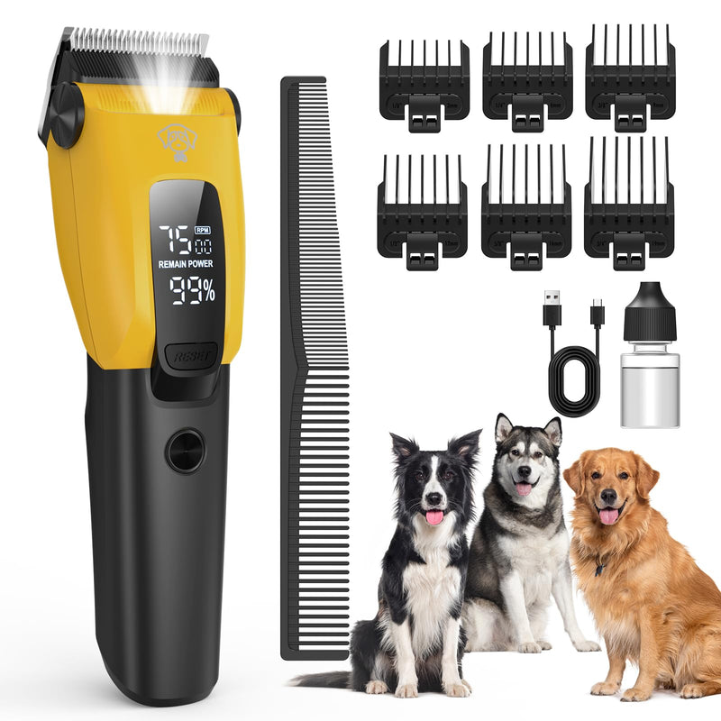 Dog Grooming Kit - MINGAFENG Dog Clippers for Grooming,3-Speed Low Noise Rechargeable Cordless Pet Hair Trimmer with Polymer Metal Material Blades and LED Light,Perfect for Small, Medium and Large Pet - BeesActive Australia