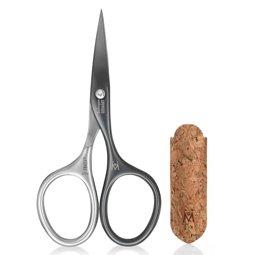 GERMANIKURE Professional Nail Scissors, Self-Sharpening Steel, Cork Case Cork Sleeve