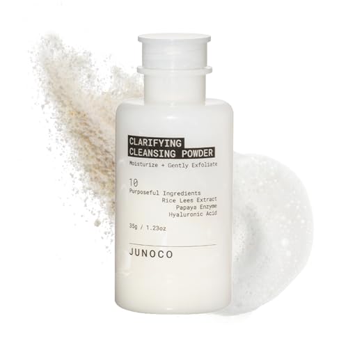 JUNO & Co. JADE Clarifying Cleansing Powder, Refillable Enzyme Face Cleanser, Gentle Exfoliating Powder-to-Foam Cleanser with Rice & Papaya Enzymes, For Smooth Hydrated Skin, 35g Refillable Main Container
