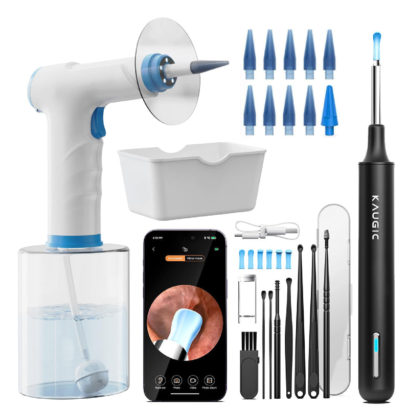 Electric Ear Wax Removal with 1080P Ear Camera, Water Powered Ear Cleaner with 4 Mode Settings, 10 Tips, Wireless Otoscope with 6 LED Lights, 8 PCS Earwax Removal Kit Set - BeesActive Australia