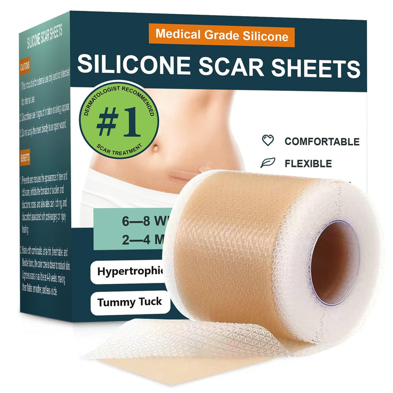 Silicone Scar Sheets,Silicone Scar Tape,Silicone Sheets For Scars,Scar Tape For Surgical Scars,Keloid Bump Removal,Scar Removal For Surgical(1.6"x 60" Roll-1.5M) - BeesActive Australia