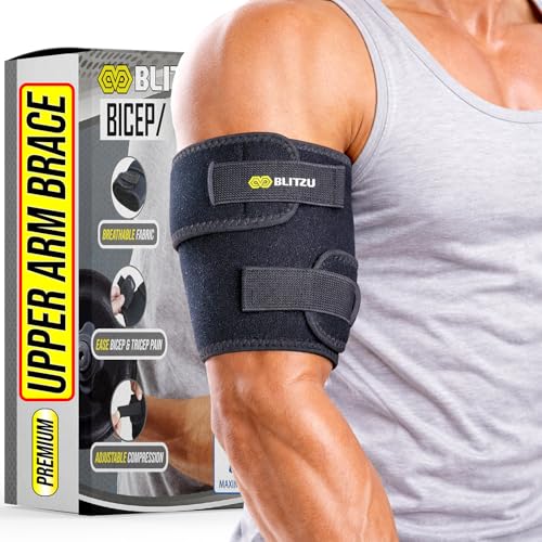 Tricep & Bicep Tendonitis Brace, Upper Arm Compression Wrap for Men Women Black Small/Medium