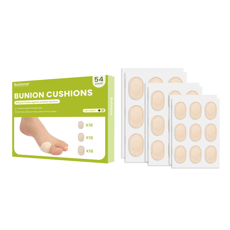 Bukihome Bunion Cushions Pain Relief Bunion Pads to Wear in Shoes - Strong Adhesion & Waterproof,Moleskin Guards Protect Feet for Men and Women, Prevents Friction and Pressure,Beige(54 Count) 54 Count (Pack of 1) Beige - BeesActive Australia