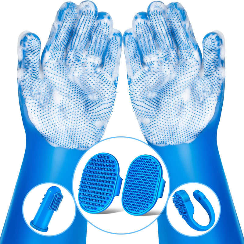 6PCS Pet Grooming Kit | Dog Washing Gloves | Dog Bath Brush | Dog Toothbrush Finger | Dog Bath Gloves | Dog Shampoo Brush | Pet Grooming Gloves | Cat Bathing Supplies | Dog Bath Supplies - BeesActive Australia