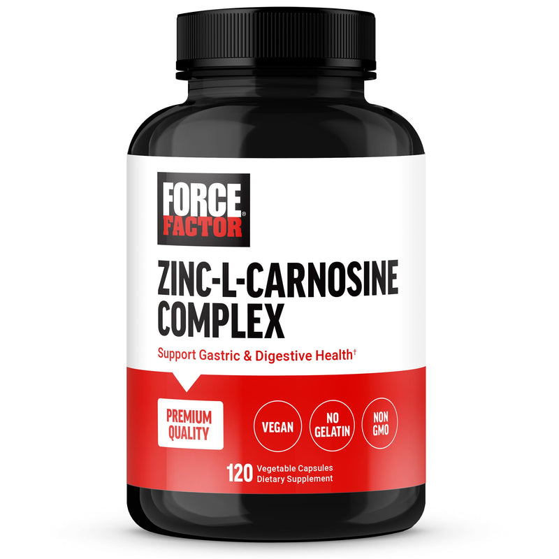 Force Factor Zinc L-Carnosine Capsules | Support Gastric & Digestive Health, Digestion & Bloating Supplement, Vegan, Non-GMO, No Gelatin, 120 Capsules