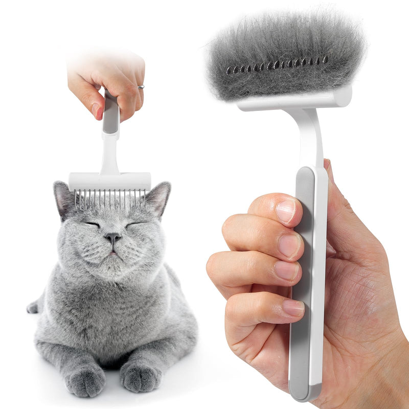 Cat Brush for Long Haired Cats, Cat Brushes for Indoor Cats Grooming and Shedding, Cat Deshedding Brush Dematting Comb for Kitten Remove Loose Hair and Matted Fur, Pet Grooming Undercoat Rake (Grey) Grey - BeesActive Australia