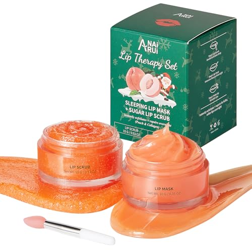 ANAI RUI Lip Scrub & Lip Mask Gift Set, Peach PEACH-Xmas