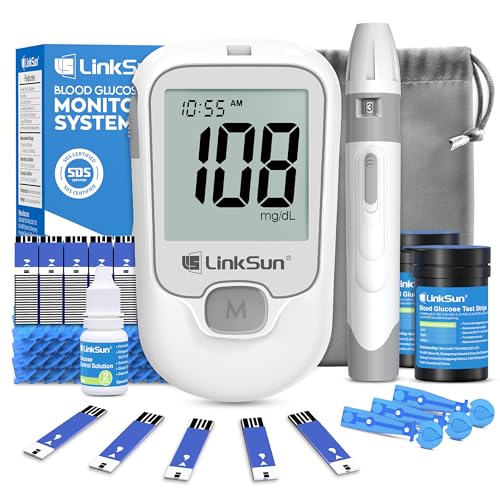 LinkSun G-425-1 Glucose Monitor Kit, 100 Strips & Lancets for Diabetes