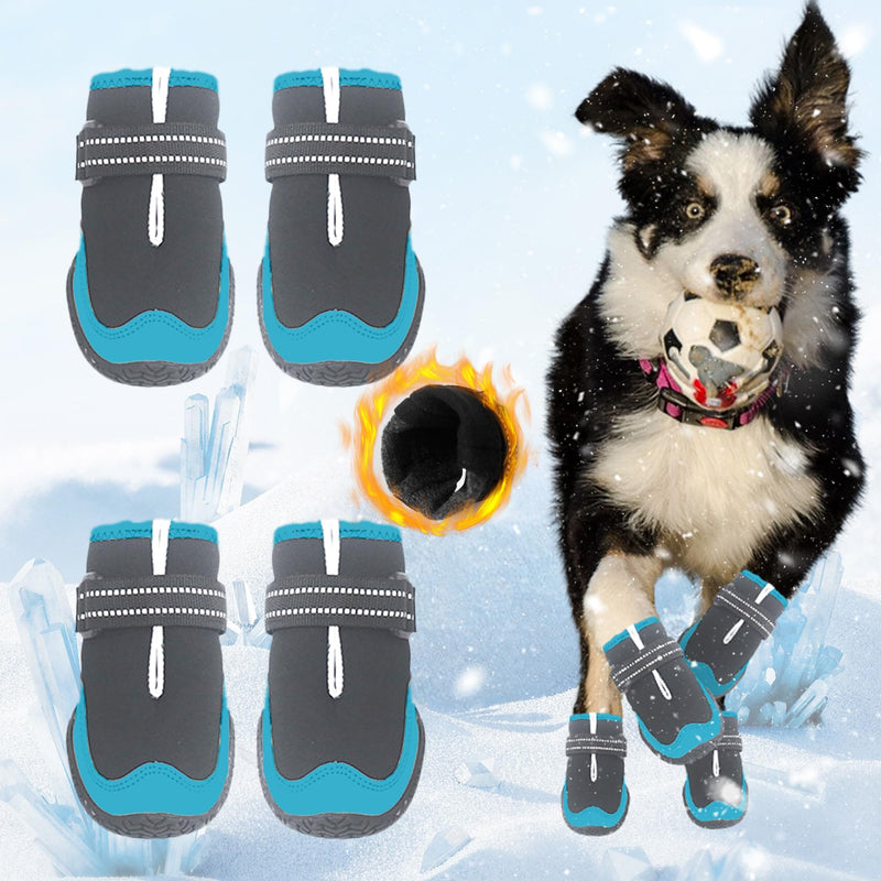 Dog Shoes for Large Small Medium Dogs Warm Non-Slip Protective Dog Boots for Winter Cold Pavement Waterproof Cotton Paw Protector for Snow Rain Outdoor (Blue, #1(2.16"*1.57")(L*W) for 11-26 lbs) BLUE #1(2.16"*1.57")(L*W)for 11-26 lbs - BeesActive Australia