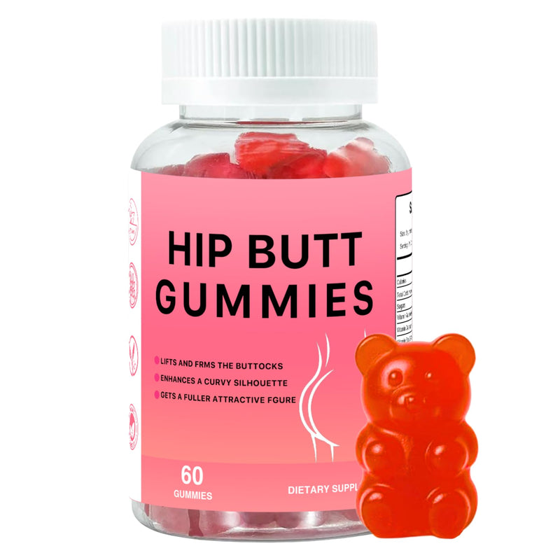 Hip BBL Gummies for Women Body, 60 Booty Gummies Blend with Vitamin C & Zinc