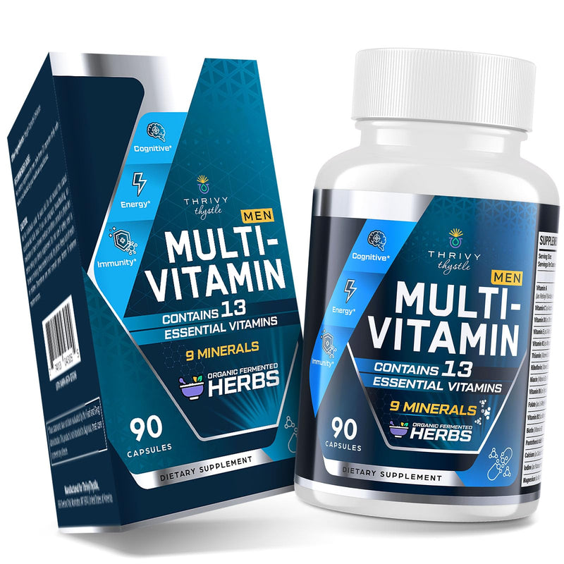 Multivitamin for Men 50+ with Methylated B12 & Folate, 90 Capsules | 43-in-1 iron-free men’s formula with Omega-3, CoQ10, fermented herbs, probiotics, and daily wellness support 90 Count (Pack of 1)