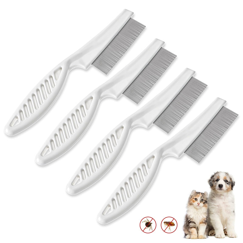 4pcs White Tick Comb for Dogs,Dog Flea Comb Cat Flea Comb Flea Comb for Kittens,Fine Tooth Tear Stain Remover,Large and Small Grooming Comb for Pets, Fine Tooth Tear Stain Remover - BeesActive Australia