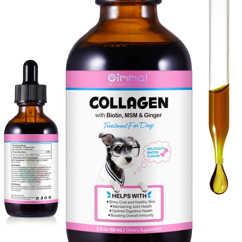 Daily Liquid Collagen for Dogs, Collagen for Dogs, Liquid Collagen for Dogs, Liquid Collagen Skin and Coat Supplement, Supoorts Allergy Itch Relief, Dog Collagen with Biotin, MSM & Ginger, 2 Fl.oz - PawsPlanet Australia