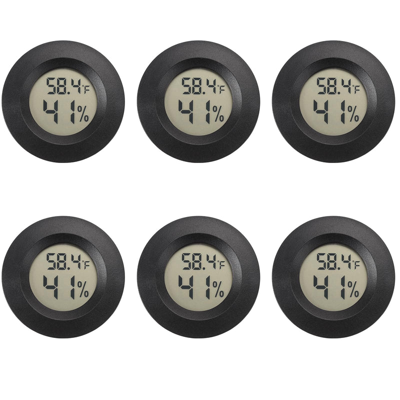 Mini Hygrometer Digital Thermometer Humidity Meter 6 Pack Hygrometer Thermometers Indoor/Outdoor Humidity Monitor Reptile Thermometer for Greenhouse Garden Cellar Fahrenheit(℉)/ Celsius(℃)