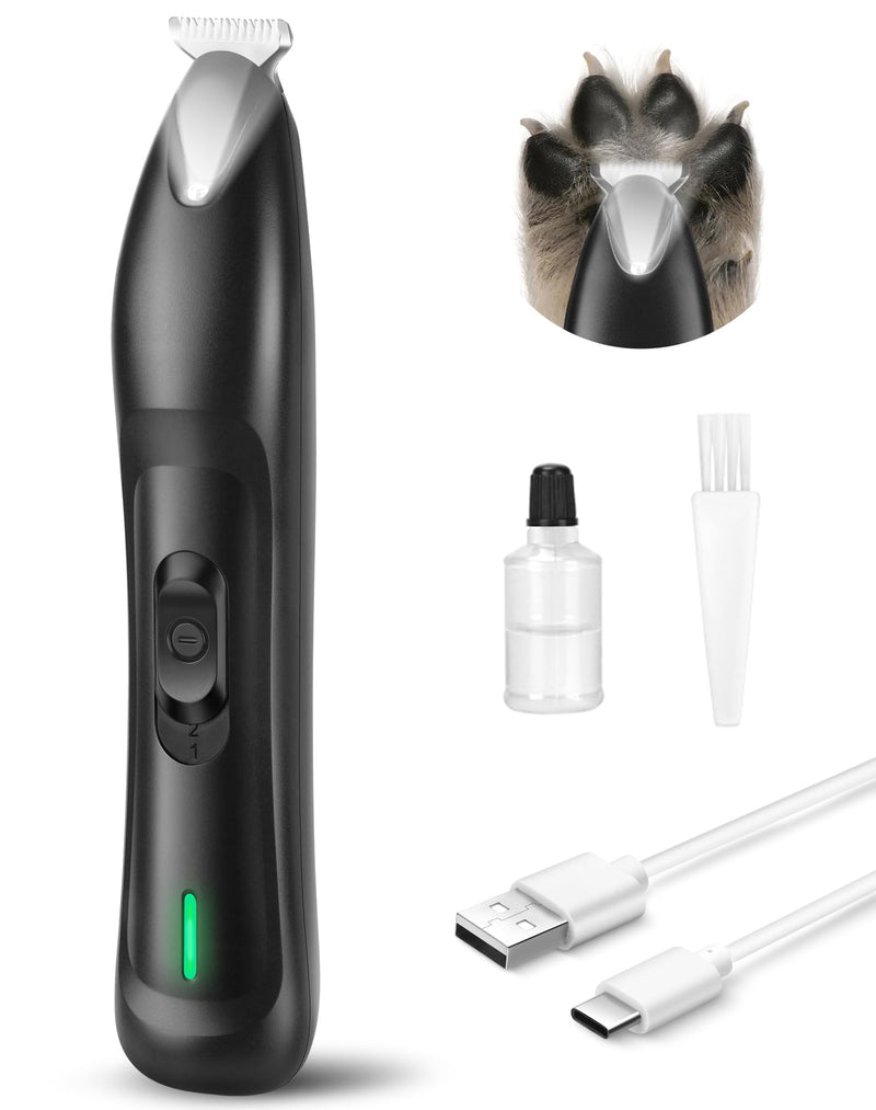 Dog Paw Trimmer with LED Light, Rechargeable Cordless Dog Clippers with Wider Blade for Grooming Pet's Paw Pad, Low Noise 2 Speed Electric Cat Hair Shaver for Small Areas - BeesActive Australia