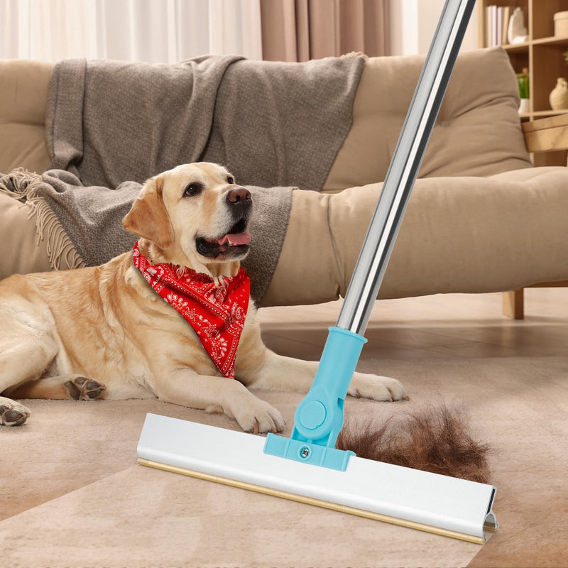 Carpet Rake for Pet Hair Removal - Reusable Pet Hair Removal Tool Broom for Carpet Adjustable 54’’ Long Handle Dog Cat Hair Remover Carpet Scraper Brush for Low Pile Rugs Couch Mats Furniture - BeesActive Australia