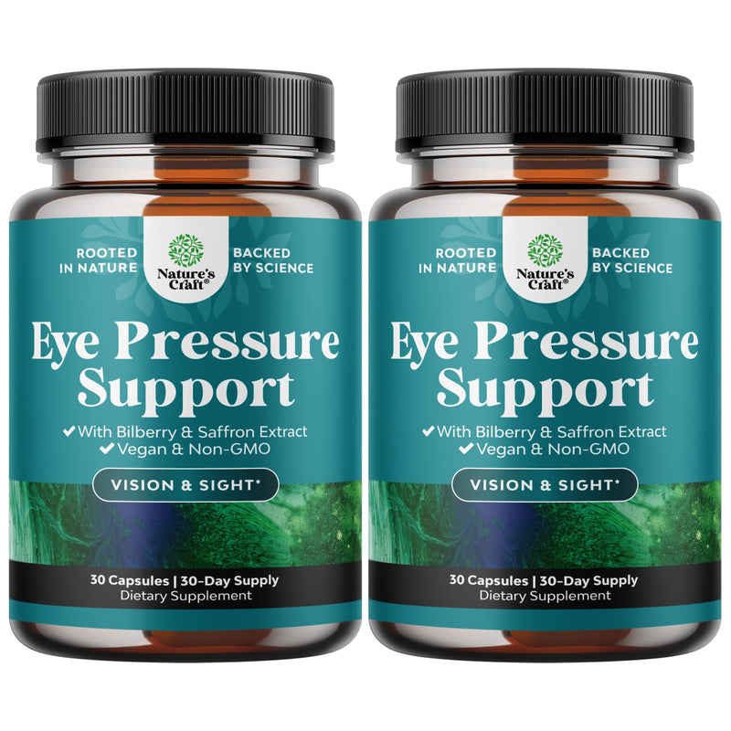 Eye Pressure Support with Bilberry Extract - Vegan Eye Health Supplement for Adults For Ocular Pressure Relief with Saffron Ginkgo Niacin and More Vitamins Vision Support - 30 Count - 2 Pack | Bilberry, saffron & ginkgo formula with niacin to support o...