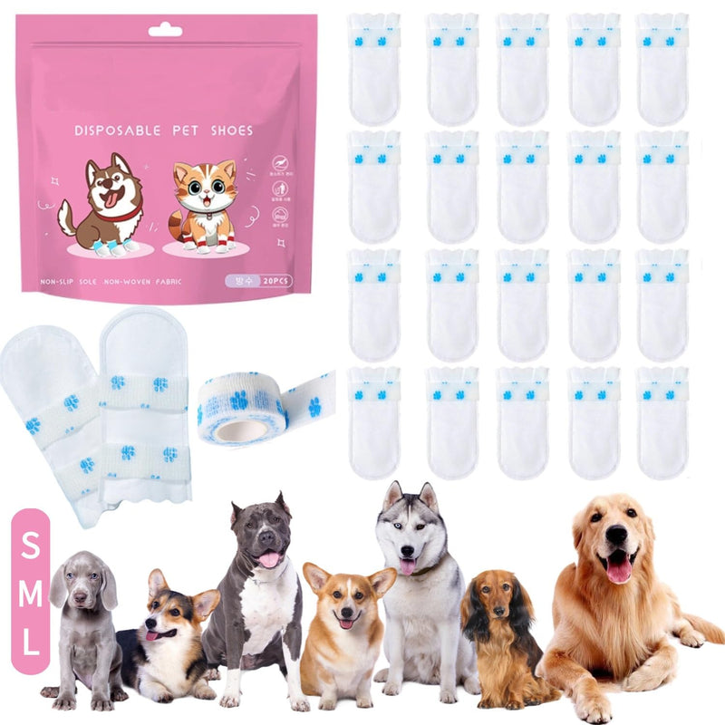 Disposable Dog Boots & Paw Protectors Cat Dog Shoes with Self-Adhesive Bandage Dog Booties for Paw Protection Dog Feet Covers Shoes Waterproof Pets Boots for Medium Dogs and Cat - BeesActive Australia