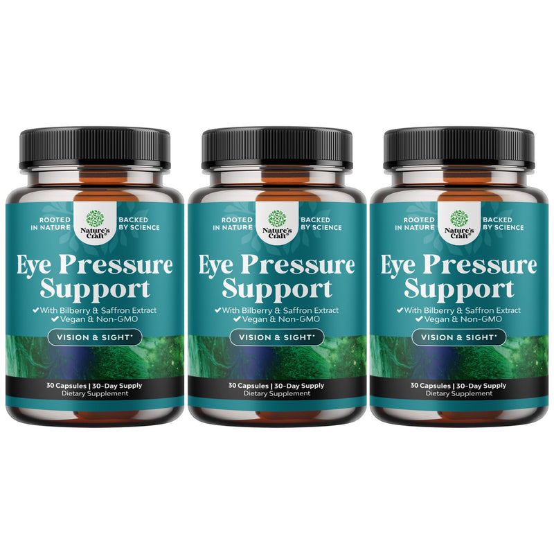 Eye Pressure Support with Bilberry Extract - Vegan Eye Health Supplement for Adults For Ocular Pressure Relief with Saffron Ginkgo Niacin and More Vitamins Vision Support - 30 Count - 3 Pack | Bilberry, saffron & ginkgo formula with niacin to support o...