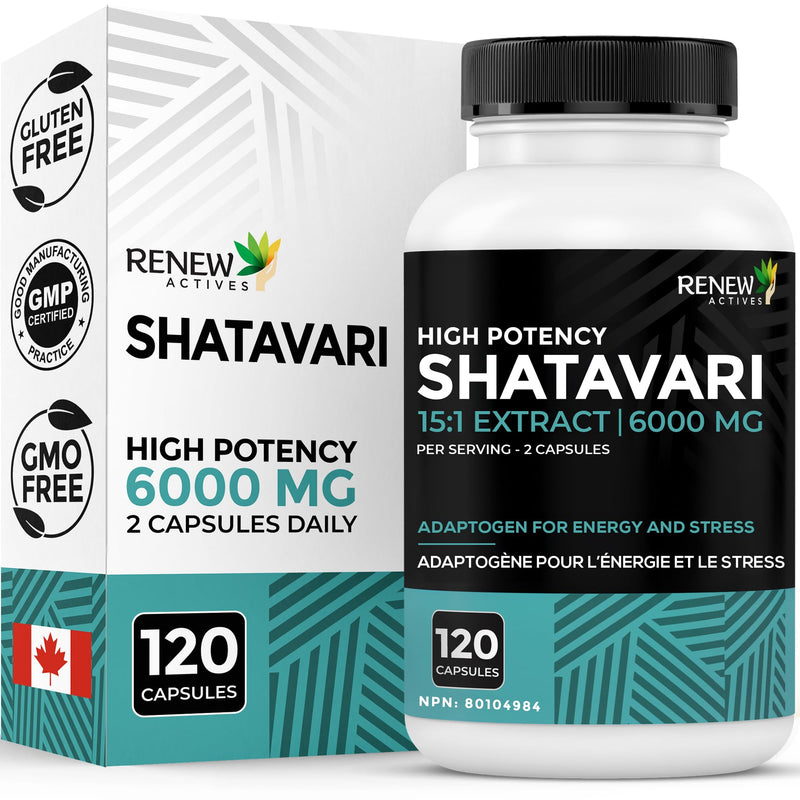 Renew Actives Shatavari Capsules ‚Äì Natural Adaptogen for Energy, Vitality, & Endurance ‚Äì Promotes Wellness & Resilience with Ayurvedic Herbs ‚Äì Organic, Vegan ‚Äì Made in Canada ‚Äì 120 Capsules - BeesActive Australia